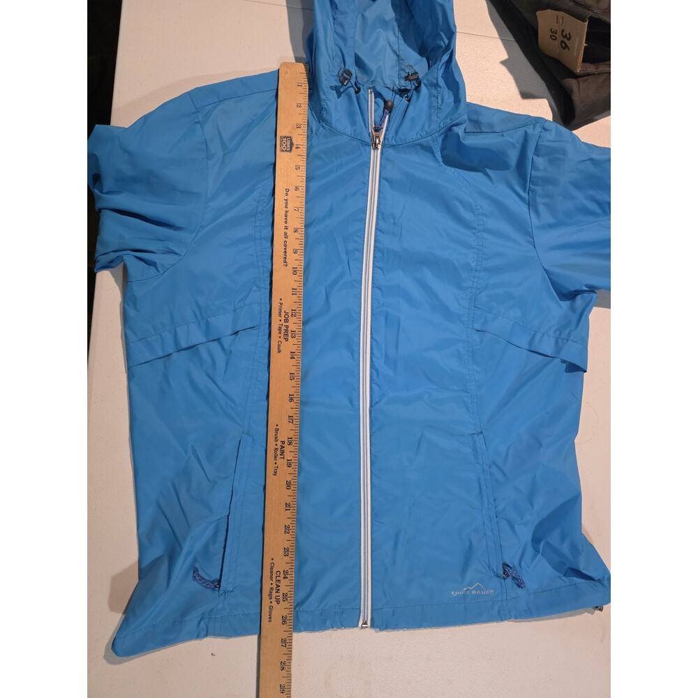 Eddie Bauer Women’s XL, Hood Zip Pockets Windbreaker Rain Jacket Bright Blue - Picture 5 of 7